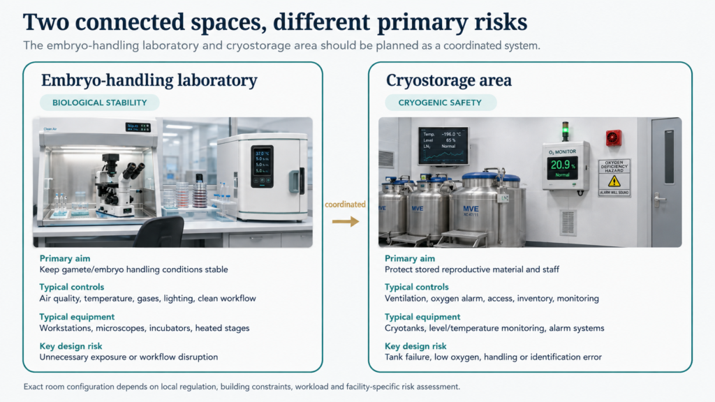 Comparison of embryo-handling laboratory controls with separate cryostorage safety priorities in an IVF facility.