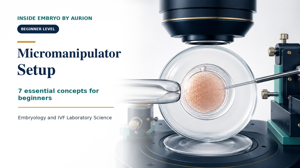 Micromanipulator setup with an oocyte between holding and injection pipettes beneath an inverted microscope.