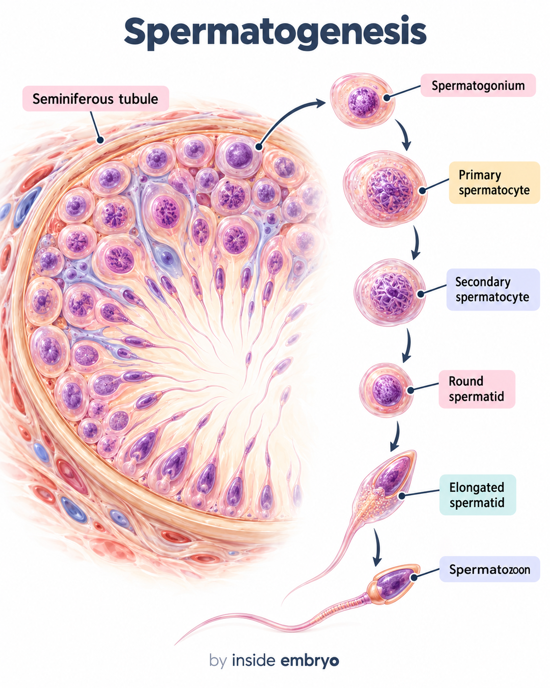 Educational diagram explaining spermatogenesis