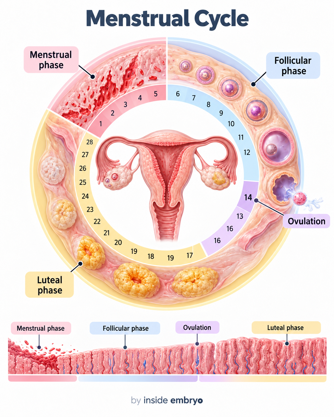 Educational diagram explaining the menstrual cycle