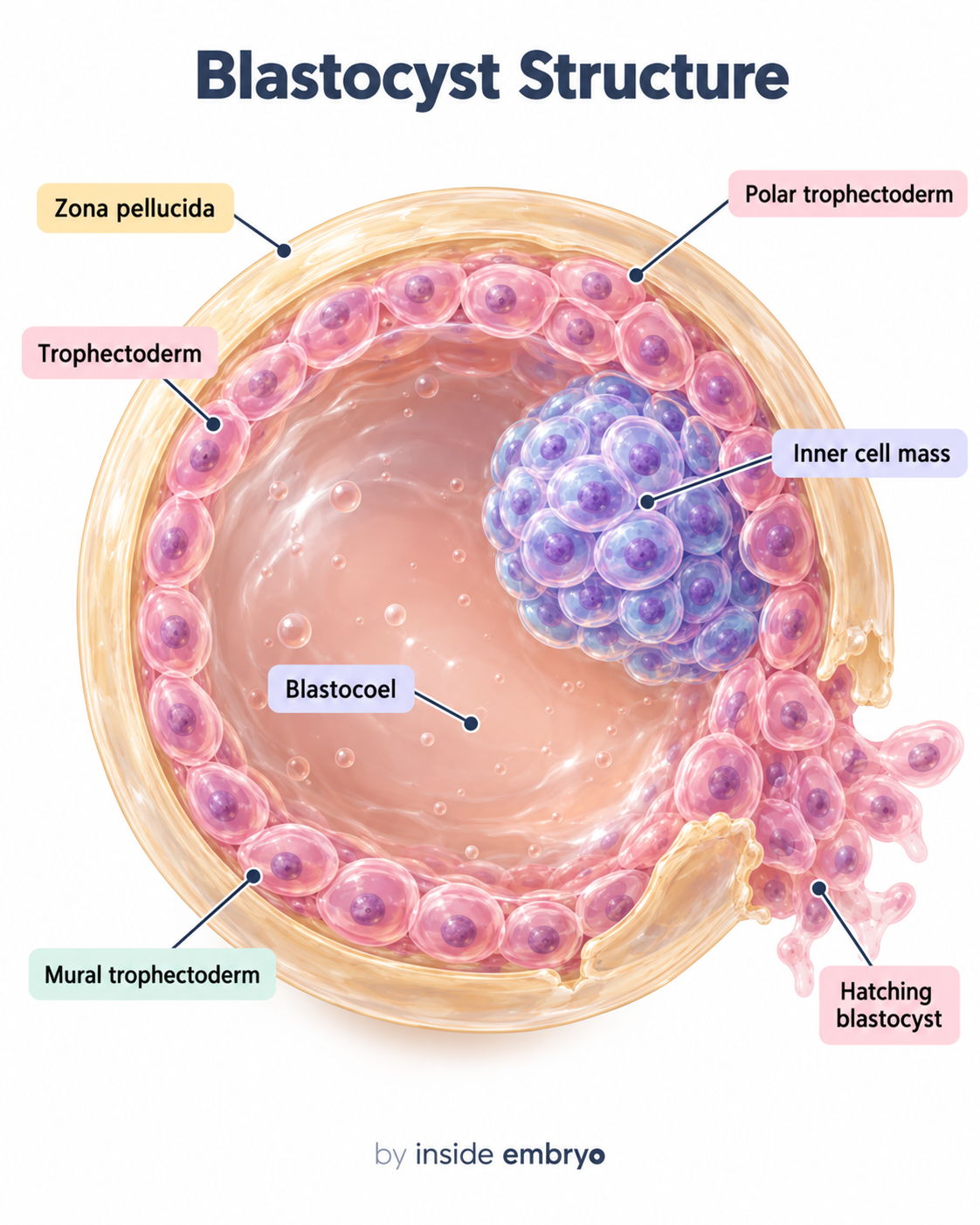 Educational diagram showing the structure of a blastocyst