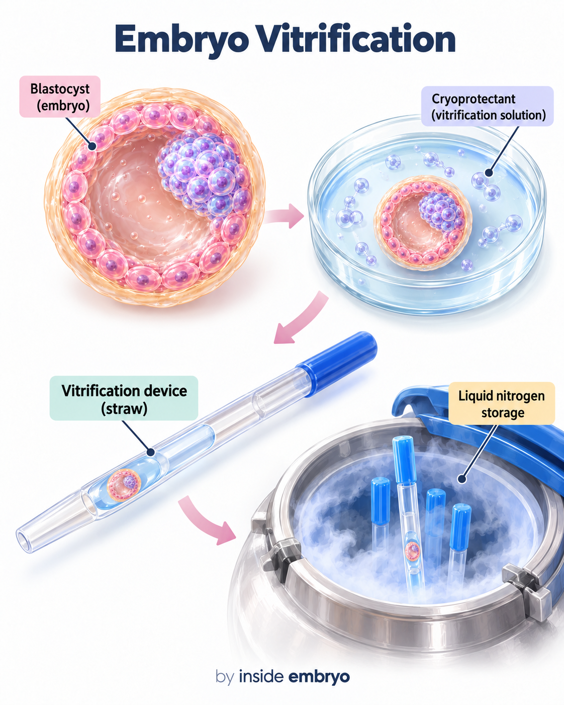 Embryo vitrification educational diagram