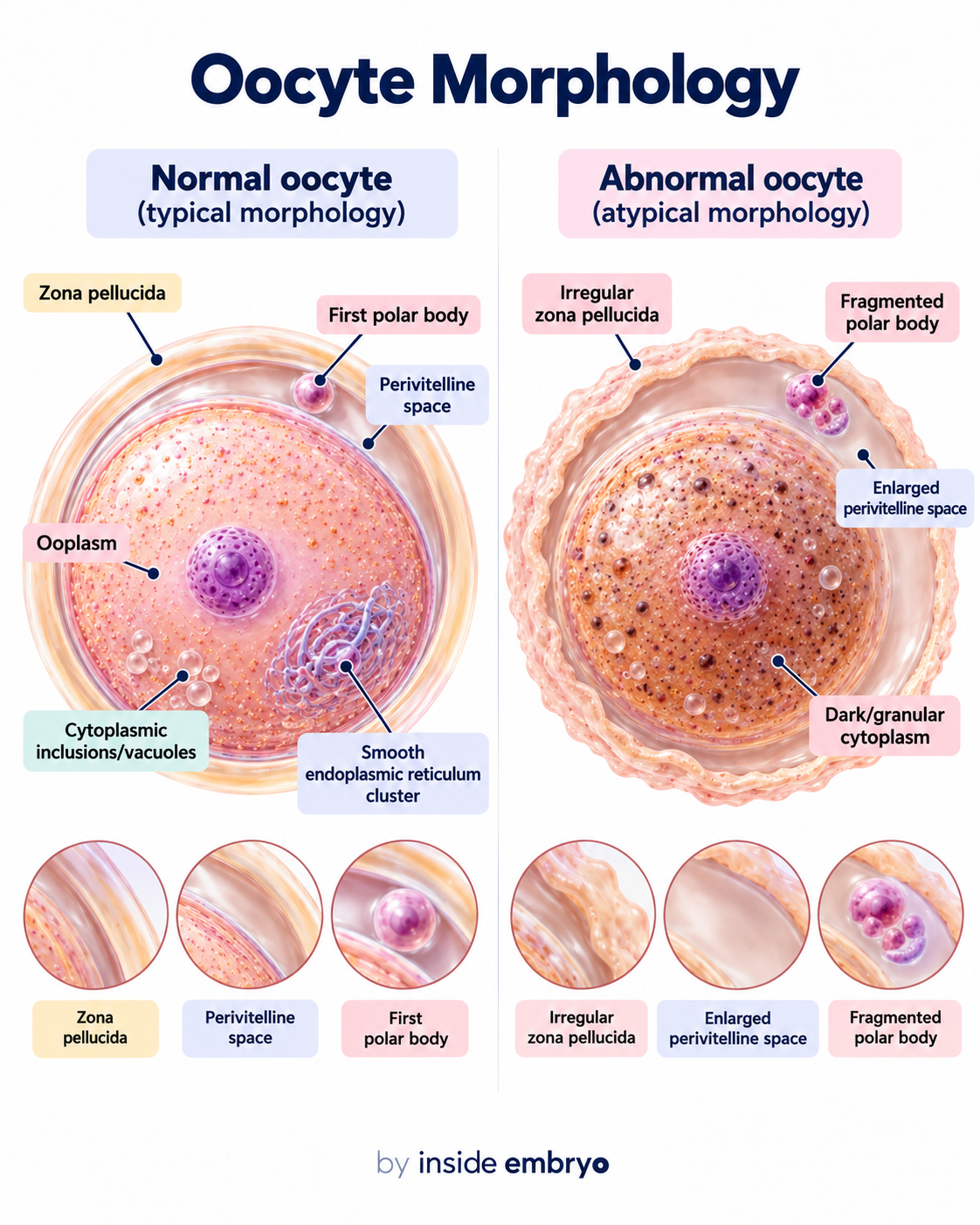 Educational diagram explaining oocyte morphology