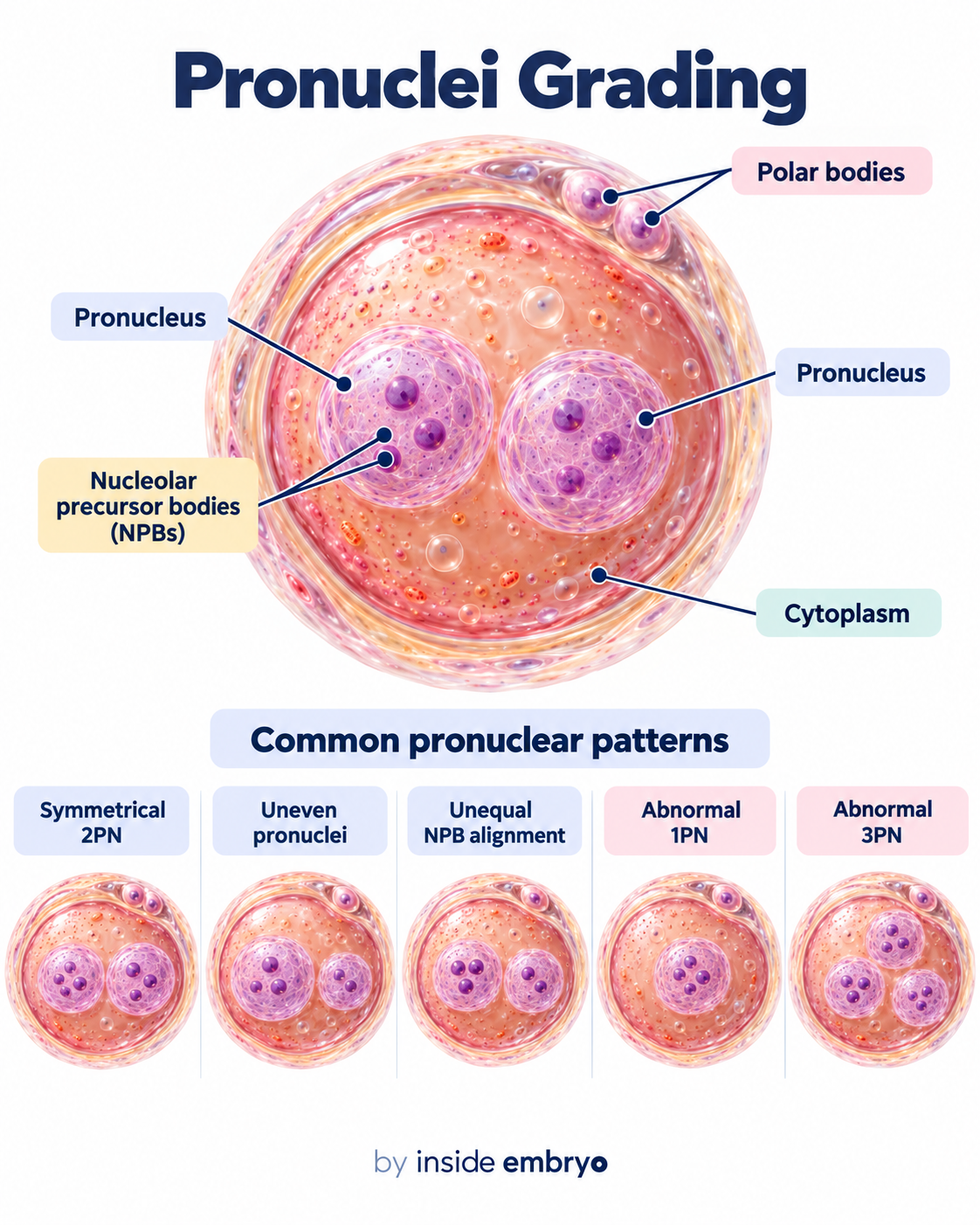 Educational diagram explaining pronuclear assessment after fertilisation