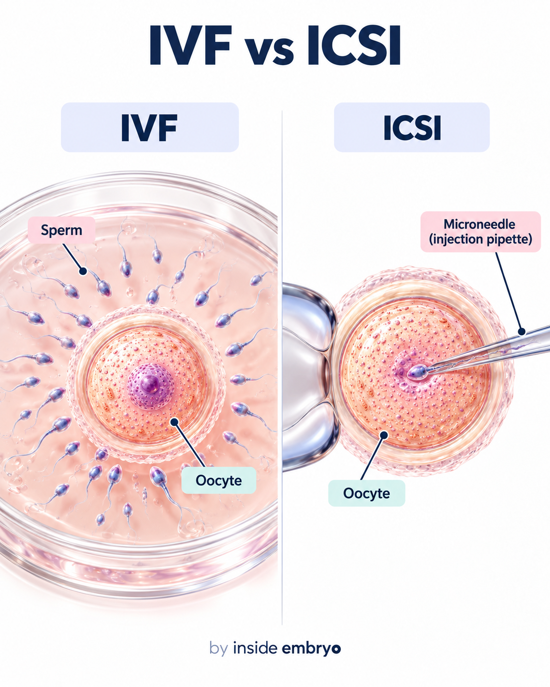 Educational comparison of conventional IVF and ICSI